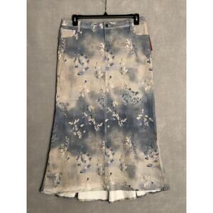 Reba Twill Antique Skirt Midi Floral Print Women's Size 8 NEW
